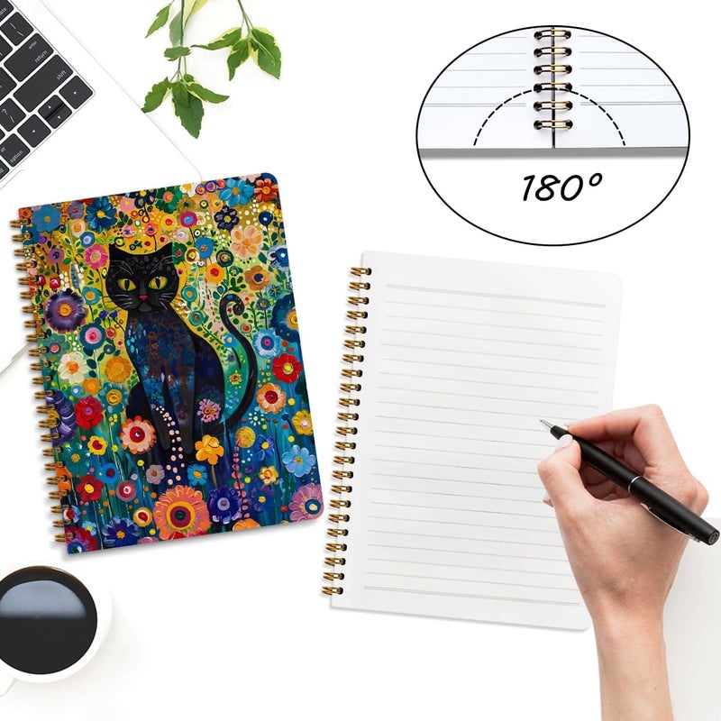 CQM 2 Packs Cat Spiral Notebook Aesthetic College Ruled Journaling Notebooks Cat Themed Gifts for Women Teacher Educator Cute Hardcover Notebook Journals for Writing Classroom Office Home Supplies - Image 3